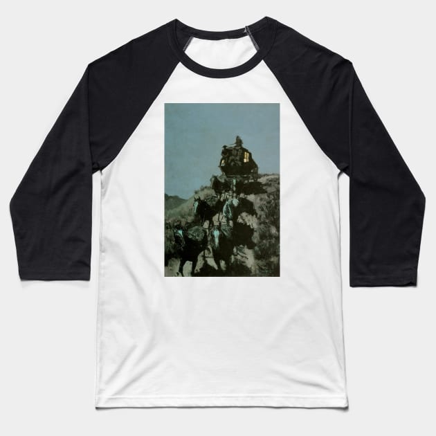 Old Stage Coach of the Plains by Frederic Remington Baseball T-Shirt by MasterpieceCafe